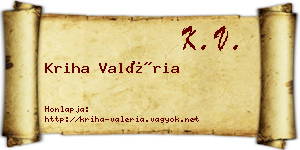 Kriha Valéria névjegykártya